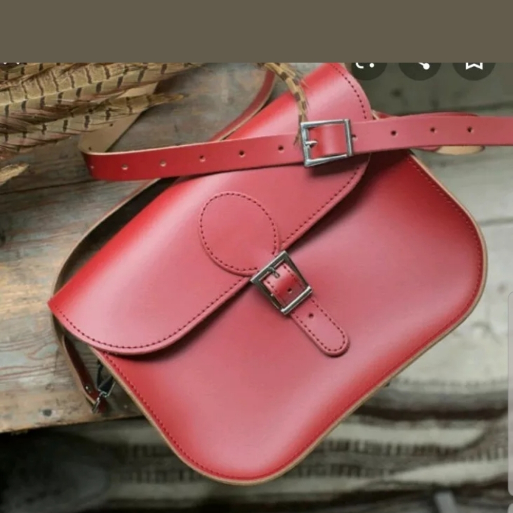 Brit Stitch Full Pint Red Leather Satchel